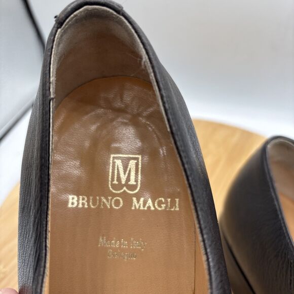 Bruno Magli  Mens Coby11M Black Leather Wingtip Brogue Oxford Italy Lace Vibram - Picture 7 of 11